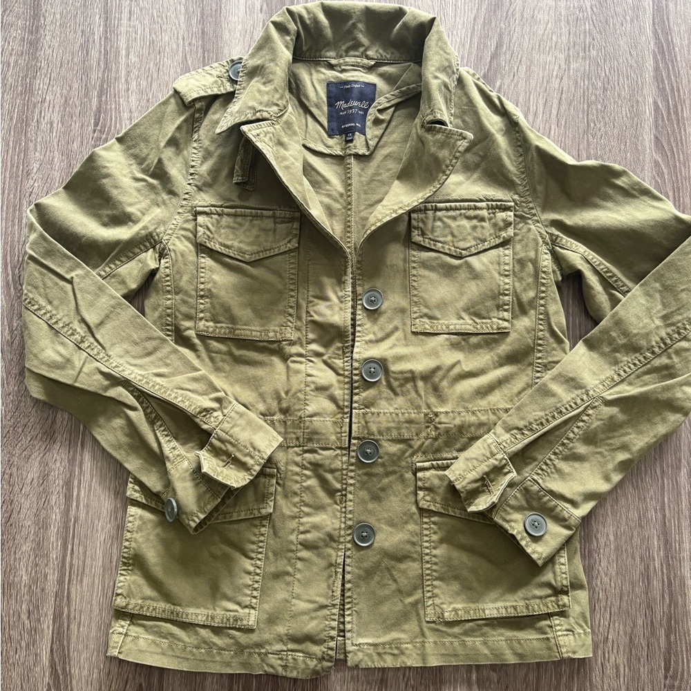 Madewell army green relaxed fit cargo jacket